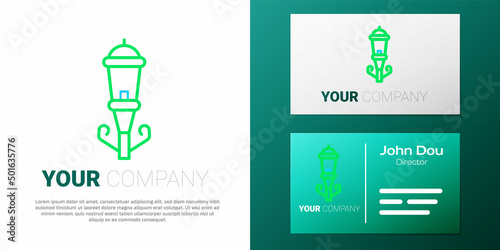 Line Vintage street light icon isolated on white background. Colorful outline concept. Vector