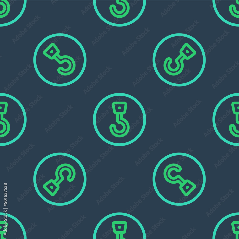 Line Industrial hook icon isolated seamless pattern on blue background. Crane hook icon. Vector Line Industrial hook icon isolated seamless pattern on blue background. Crane hook icon. Vector