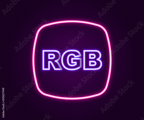 Glowing neon line Speech bubble with RGB and CMYK color mixing icon isolated on black background. Colorful outline concept. Vector