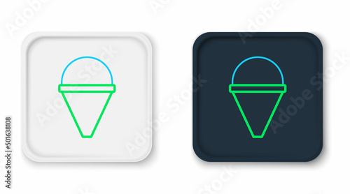 Line Fire cone bucket icon isolated on white background. Metal cone bucket empty or with water for fire fighting. Colorful outline concept. Vector