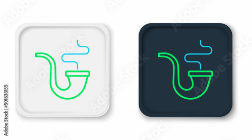 Line Smoking pipe with smoke icon isolated on white background. Tobacco pipe. Colorful outline concept. Vector