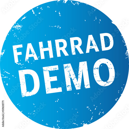 Blauer Button Fahrrad Demo zerkratzt