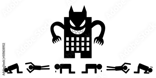 ブラック企業で酷使される労働者のコンセプト。
