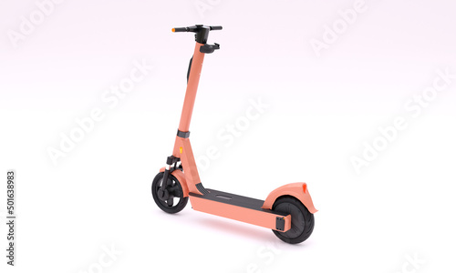 3D illustration ,electric scooter, orange and black , with white background , copy space, 3d rendering