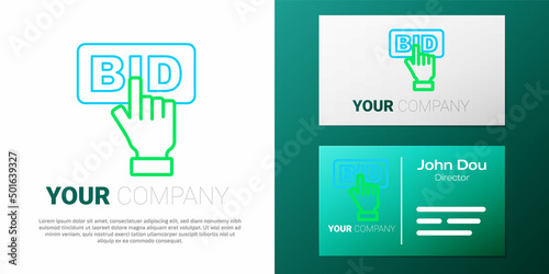 Line Bid icon isolated on white background. Auction bidding. Sale and buyers. Colorful outline concept. Vector