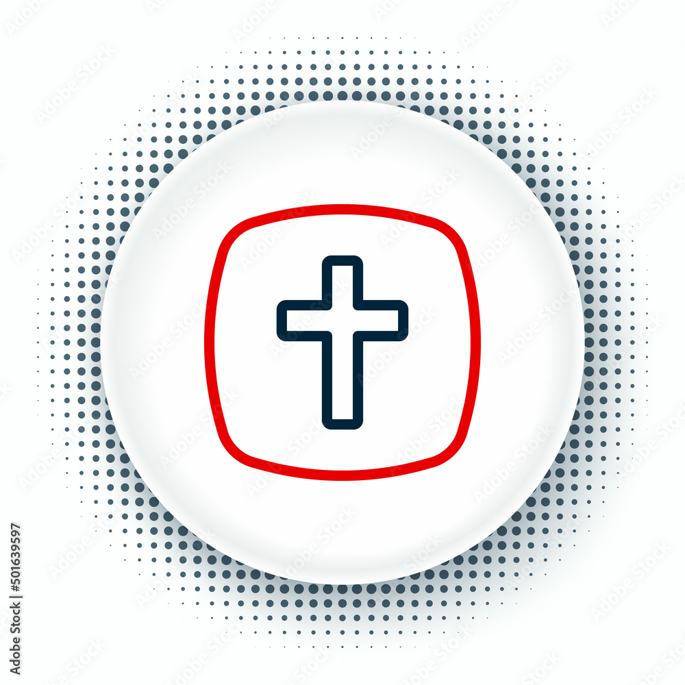 Line Christian cross icon isolated on white background. Church cross. Colorful outline concept. Vector Line Christian cross icon isolated on white background. Church cross. Colorful outline concept. Vector