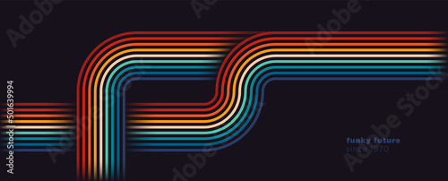 Simple abstract retro design in 80's style with colorful lines. Vector illustration.