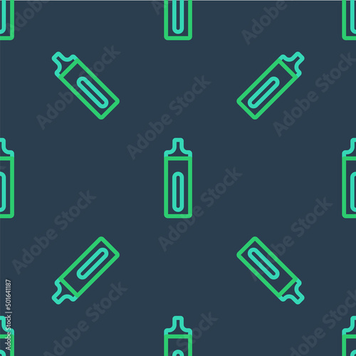 Line Electronic cigarette icon isolated seamless pattern on blue background. Vape smoking tool. Vaporizer Device. Vector