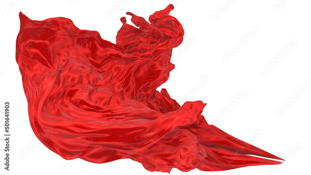 Beautiful flowing fabric of red wavy silk or satin. 3d rendering image. Beautiful flowing fabric of red wavy silk or satin. 3d rendering image.