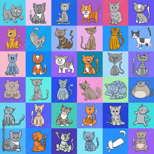 Fototapeta Naklejka Na Ścianę i Meble -  pattern or background design with cartoon cat characters