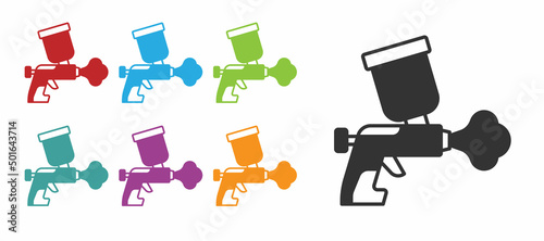 Black Paint spray gun icon isolated on white background. Set icons colorful. Vector
