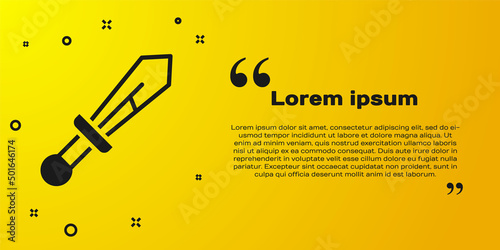 Black Medieval sword icon isolated on yellow background. Medieval weapon. Vector