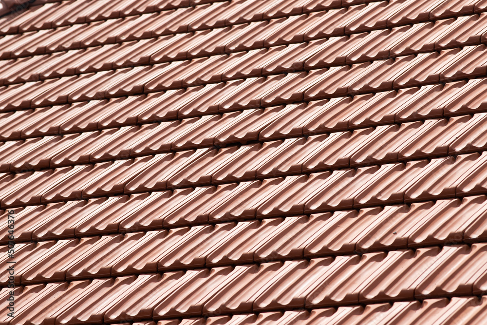 new red tiles roof and blue sky new red tiles roof and blue sky