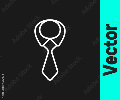 White line Tie icon isolated on black background. Necktie and neckcloth symbol. Vector