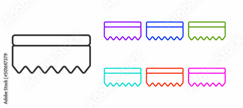 Black line Sponge icon isolated on white background. Wisp of bast for washing dishes. Cleaning service logo. Set icons colorful. Vector