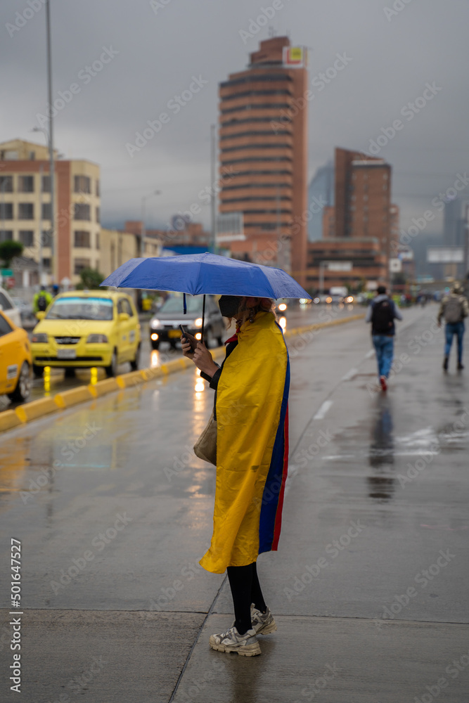 Fototapeta premium demonstration in Colombia against the government, Bogota, April 28, 2022 