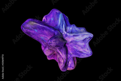 Gradient rainbow 3d shapes. Isolated liquid elements of holographic chameleon design blue palette of indigo colors