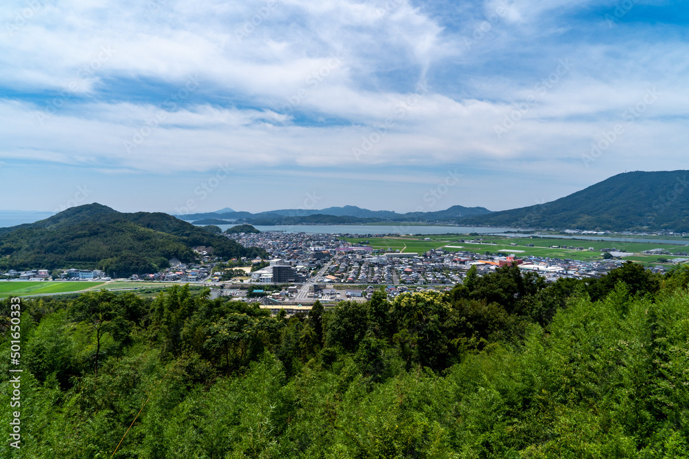 View of Itoshima city suburbs from hill , JAPAN.