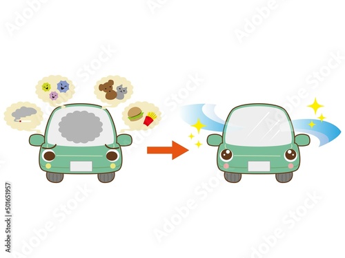 気になる車内の臭いを消臭したイラスト
