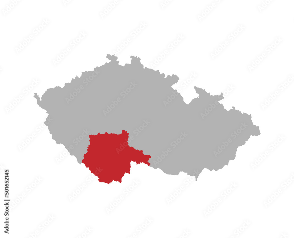 Czech map with South Bohemian region highlight