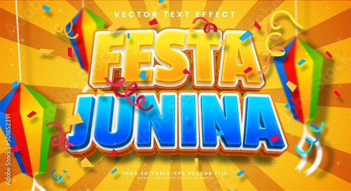 Festa Junina editable text effect, suitable to celebrate the festa junina events. photo
