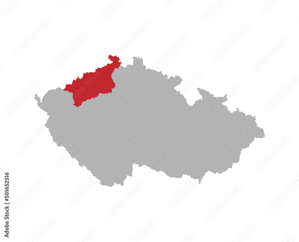 Czech map with Usti nad Labem region highlight