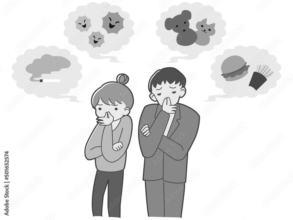 イヤな臭いが気になる夫婦のイラスト Stock Vector Adobe Stock