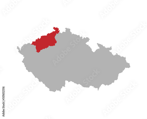 Czech map with Usti nad Labem region highlight photo