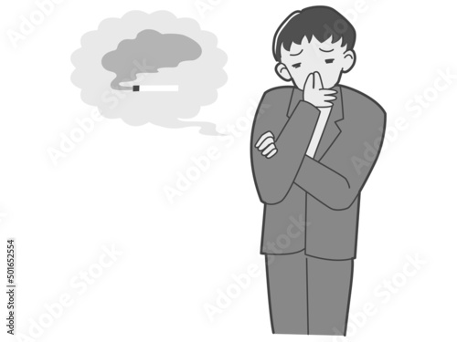 タバコのにおいが気になる男性のイラスト
