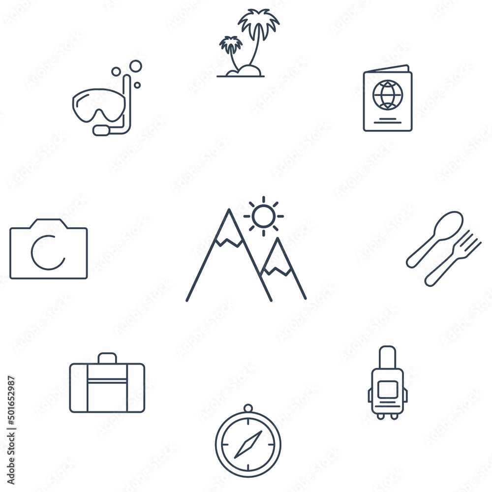travel icons set . travel pack symbol vector elements for infographic web