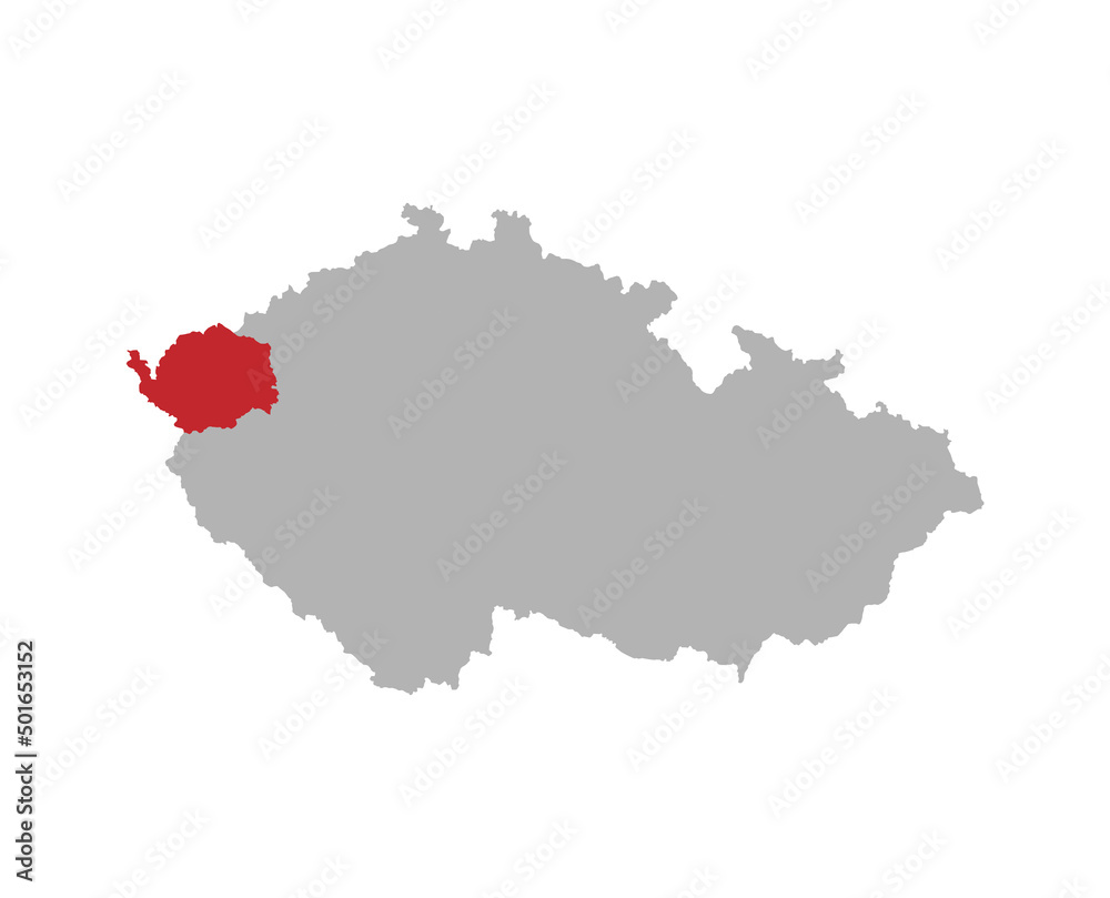 Czech map with Karlovy Vary region highlight