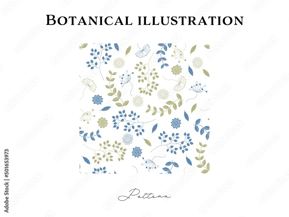 Obraz premium ボタニカル柄のシームレスパターン(植物)