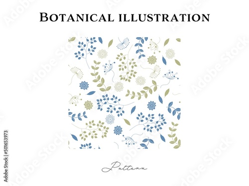 ボタニカル柄のシームレスパターン（植物）