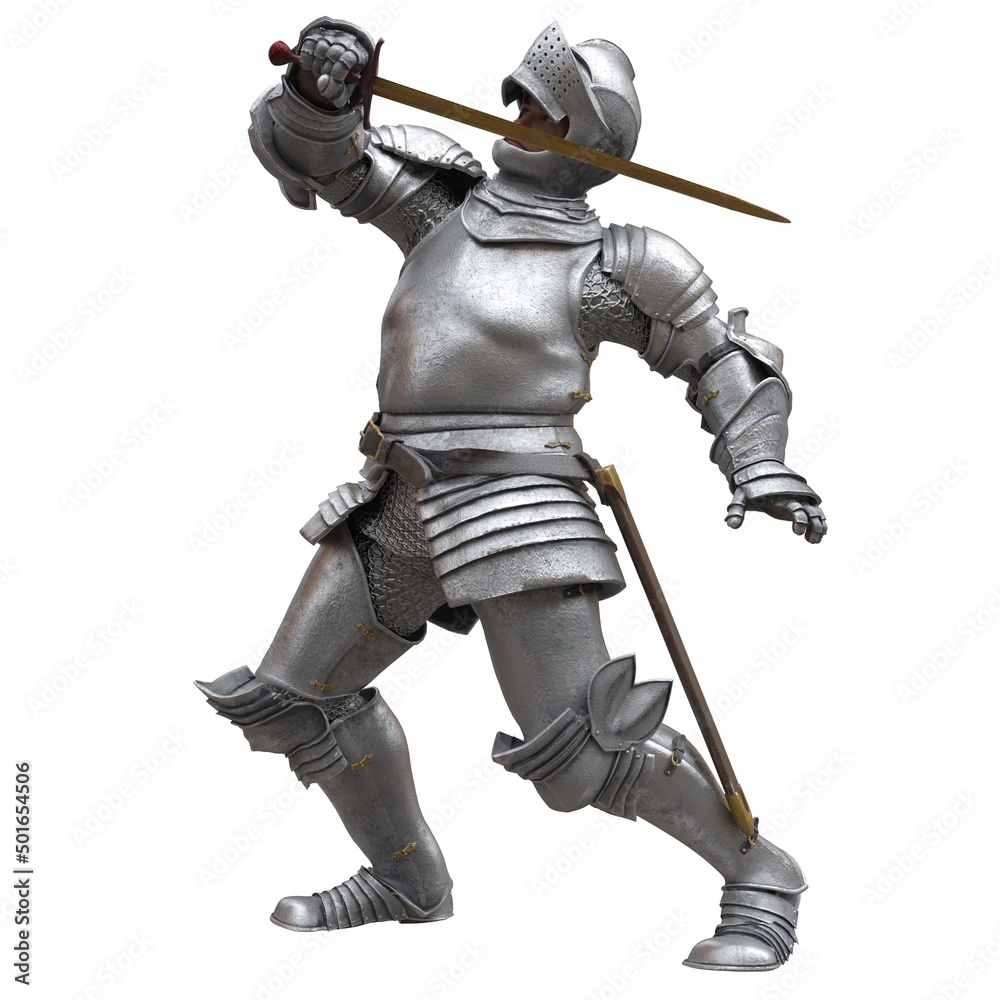 Medieval knight in armor isolated white background 3d illustration Medieval knight in armor isolated white background 3d illustration