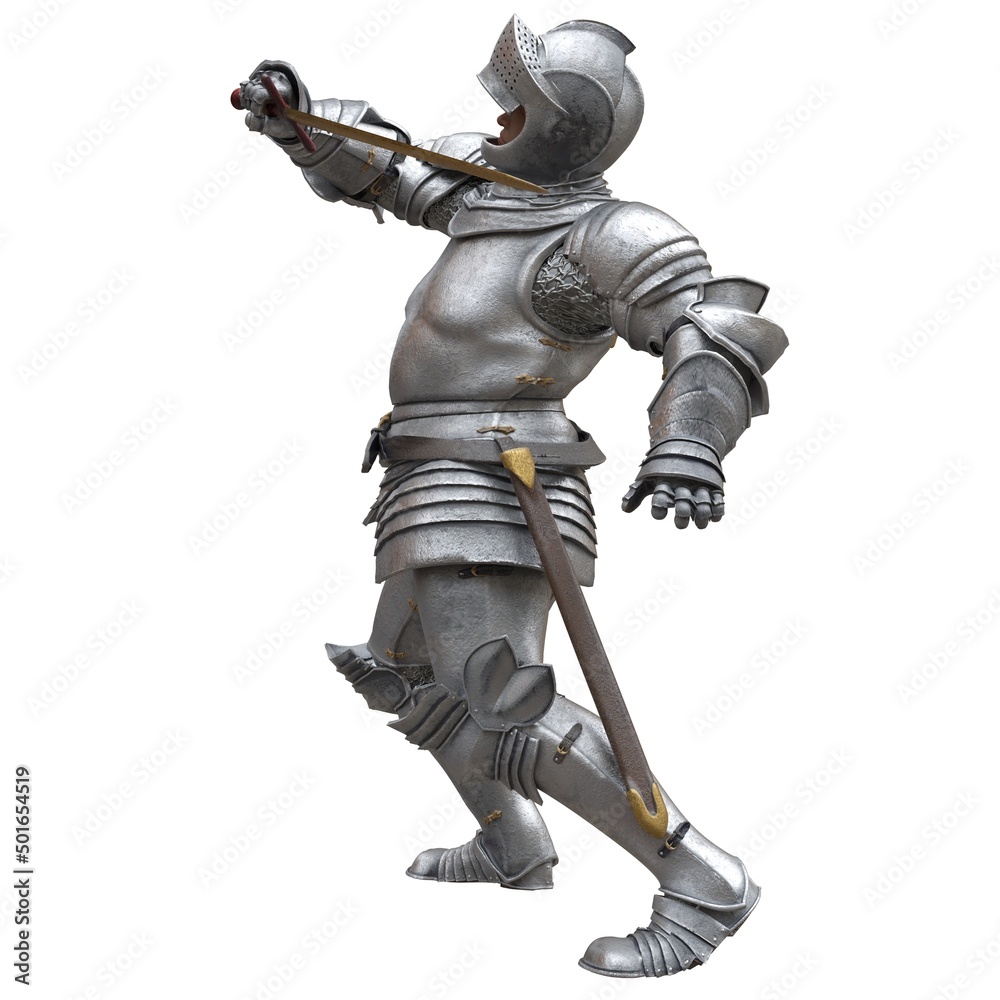 Medieval knight in armor isolated white background 3d illustration Medieval knight in armor isolated white background 3d illustration