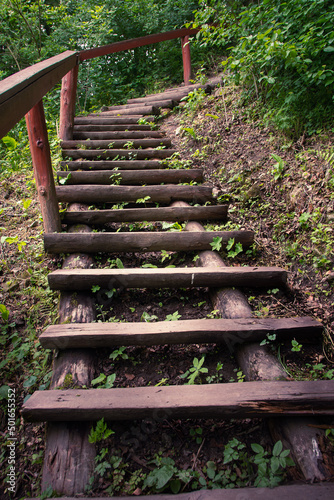 Wooden stairs on the slope of the mountain  © AndrzejBoPhoto