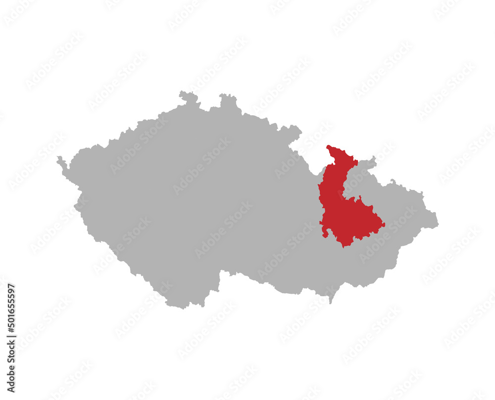 Czech map with Olomouc region red highlight