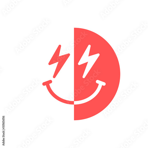 vector smiley face with lightning eyes concept