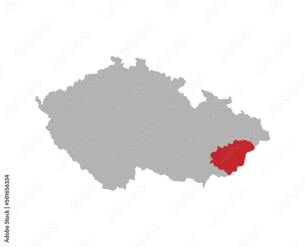Czech map with Zlin region red highlight
