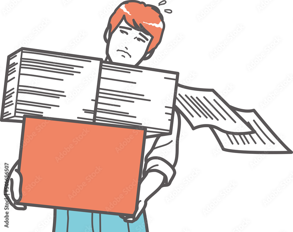 書類の山を抱える男性 Stock Vector Adobe Stock