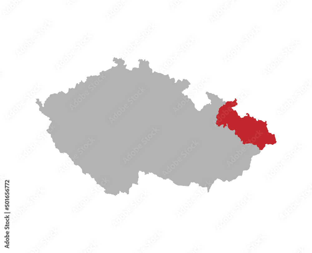 Czech map with Moravian Silesian region highlight