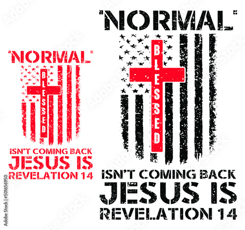 Normal Isn't Coming Back Jesus Is Revelation 14 T-shirt Vector Design, Christian Jesus Shirt, Bible Verse Shirt, Revelation Verse TShirt, Christian Gift, American Flag Shirt.