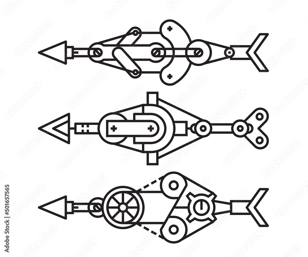 arrows vector line illustration steampunk style arrows vector line illustration steampunk style
