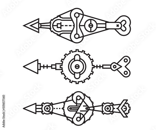 arrows vector line illustration steampunk style