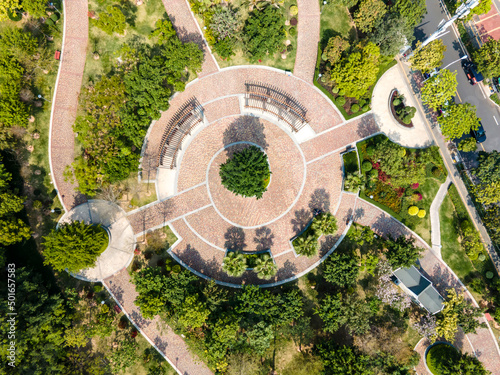 Aerial photography outdoor city park lake square scenery