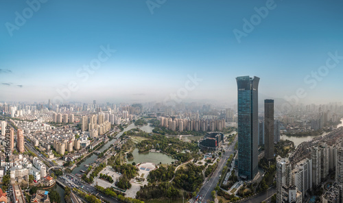 aerial photography wenzhou city architecture landscape skyline panorama