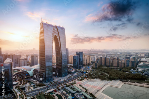 Fototapeta Naklejka Na Ścianę i Meble -  aerial photography suzhou city building landscape skyline