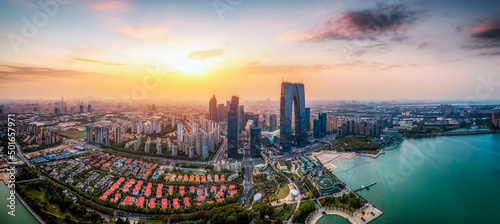 Foto aerial photography suzhou city building landscape skyline