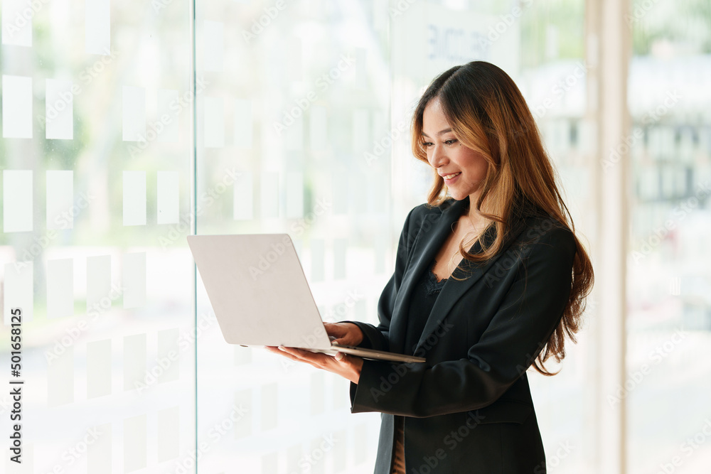 Modern Asian Business woman have confident working with financial team by video conference at office. Accounting concept. Modern Asian Business woman have confident working with financial team by video conference at office. Accounting concept.