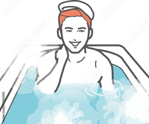 入浴する男性